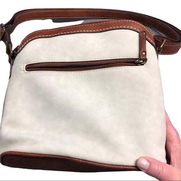 b.o.c. Gray, Cream, & Brown Crossbody / Shoulder Purse, Multiple Pockets - Picture 3 of 6